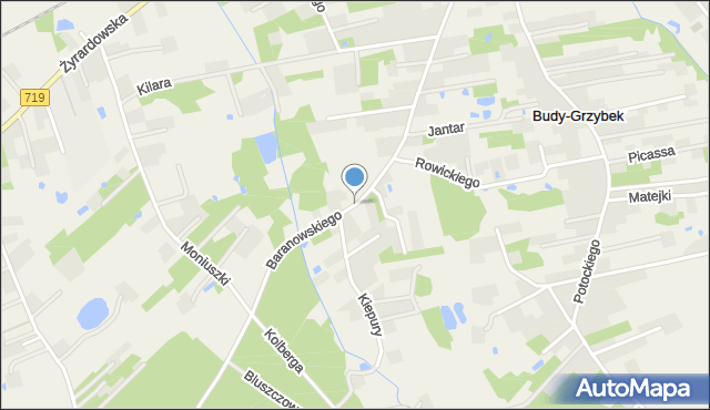 Budy-Grzybek, Baranowskiego, ks., mapa Budy-Grzybek