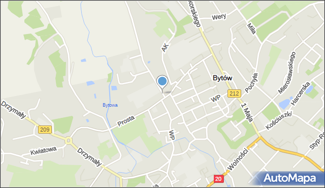 Bytów, Bauera Jana, mapa Bytów