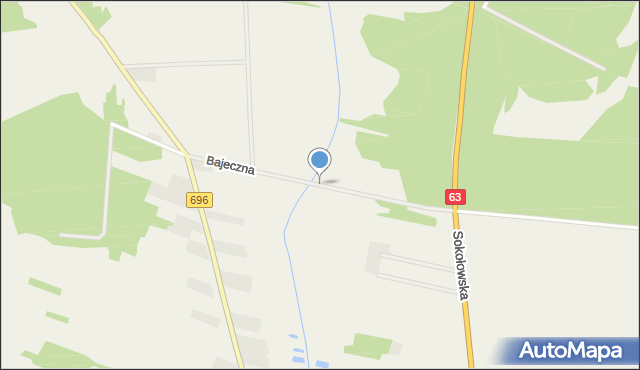 Chodów gmina Siedlce, Bajeczna, mapa Chodów gmina Siedlce