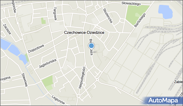 Czechowice-Dziedzice, Barabasza Jana Nepomucena, ks., mapa Czechowic-Dziedzic