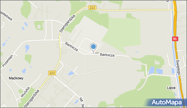 Gdańsk, Bartnicza, mapa Gdańska