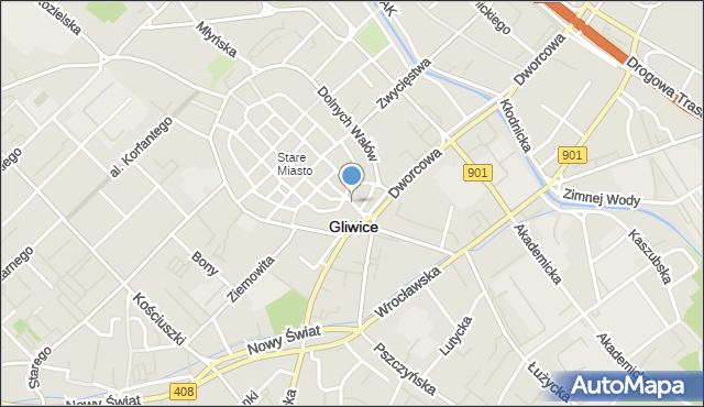 Gliwice, Basztowa, mapa Gliwic