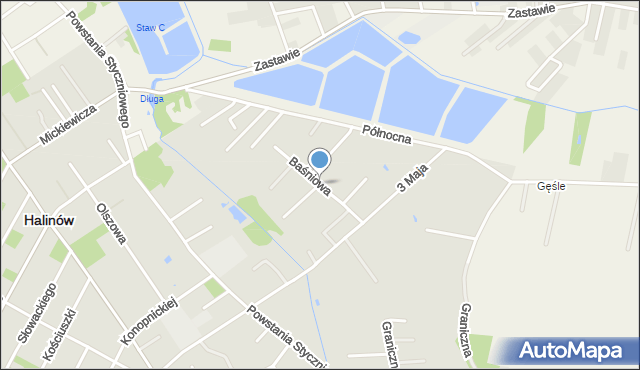 Halinów powiat miński, Baśniowa, mapa Halinów powiat miński