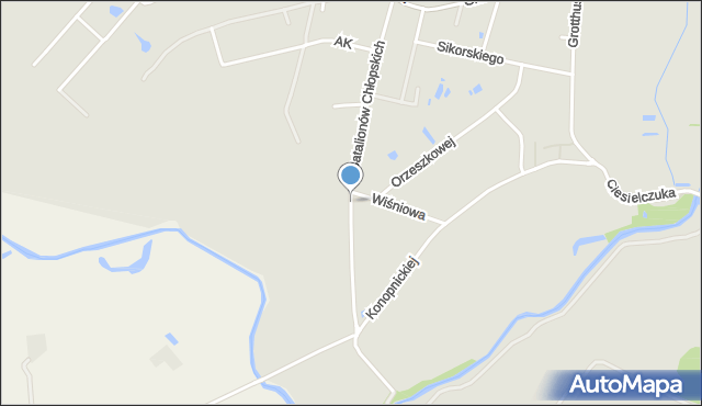 Hrubieszów, Batalionów Chłopskich, mapa Hrubieszów
