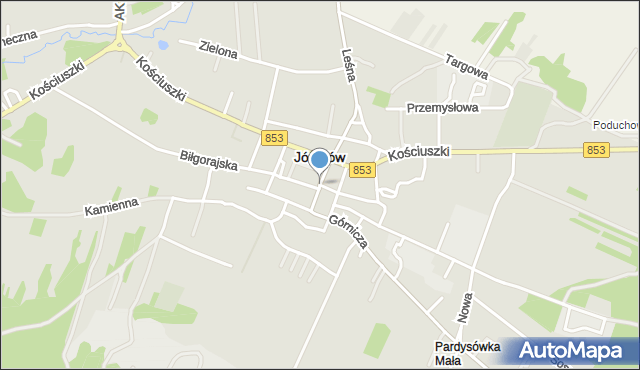 Józefów powiat biłgorajski, Bartoszewskiego-Wira, mapa Józefów powiat biłgorajski