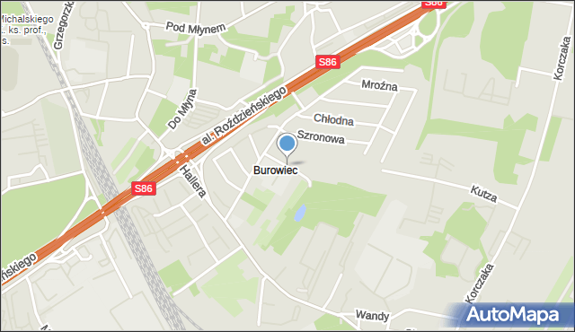 Katowice, Babiego Lata, mapa Katowic