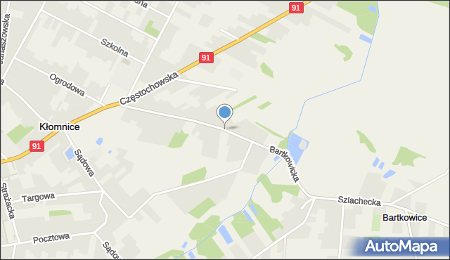 Kłomnice, Bartkowicka, mapa Kłomnice