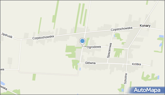 Konary gmina Kłomnice, Bartkowska, mapa Konary gmina Kłomnice