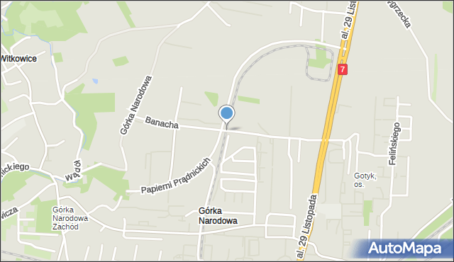 Kraków, Banacha Stefana, mapa Krakowa