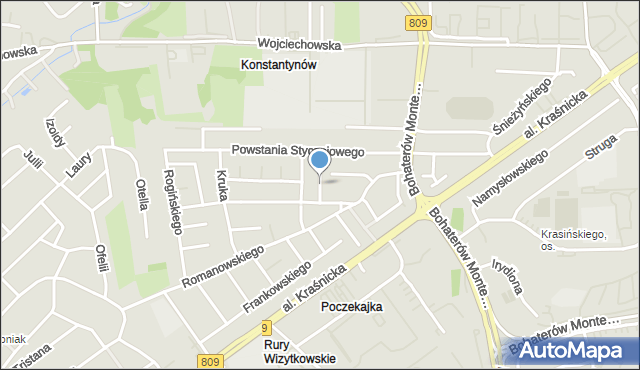 Lublin, Barszczewskiego Józefata, mapa Lublina