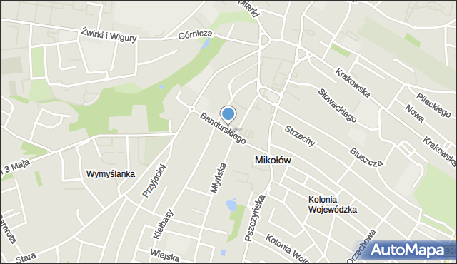 Mikołów, Bandurskiego Władysława, ks. bp., mapa Mikołów