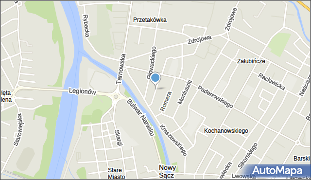 Nowy Sącz, Bandurskiego Władysława, mapa Nowego Sącza