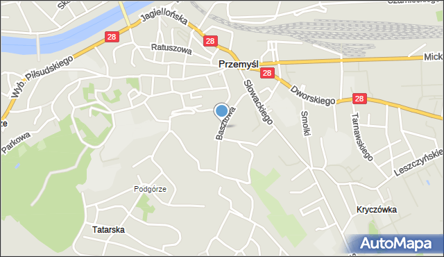 Przemyśl, Basztowa, mapa Przemyśla
