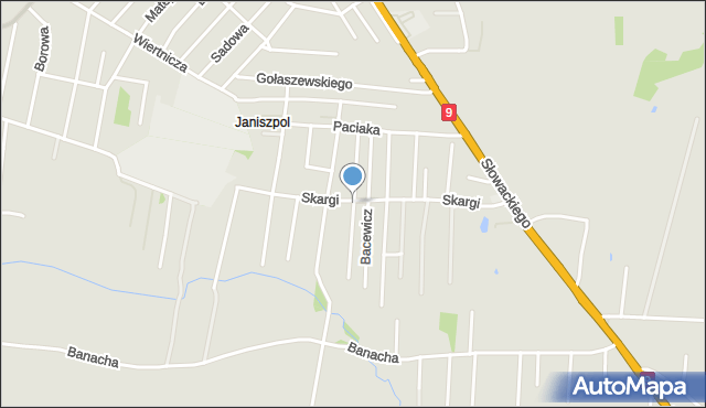 Radom, Bacha Jana Sebastiana, mapa Radomia