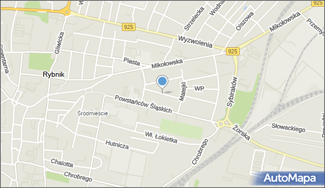 Rybnik, Basisty Maksymiliana, mapa Rybnika