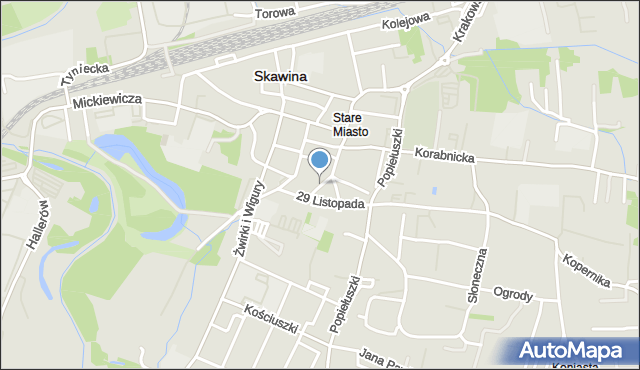 Skawina, Babetty, mapa Skawina