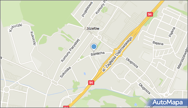 Sosnowiec, Banacha Stefana, mapa Sosnowca