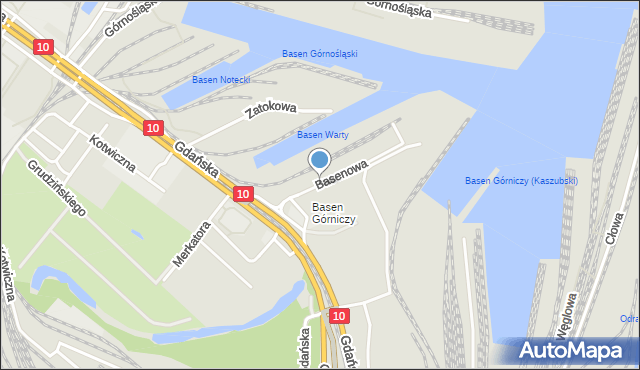 Szczecin, Basenowa, mapa Szczecina