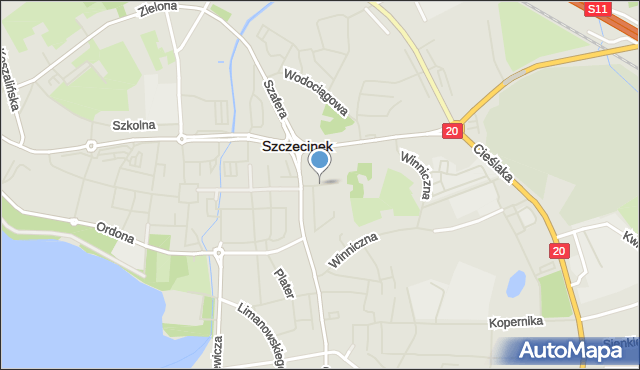 Szczecinek, Bagienna, mapa Szczecinek