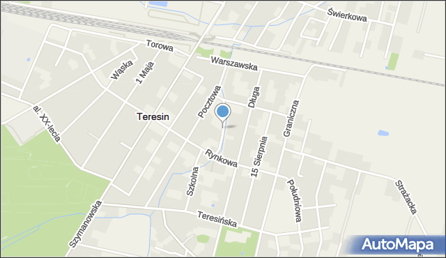 Teresin powiat sochaczewski, Baśniowa, mapa Teresin powiat sochaczewski