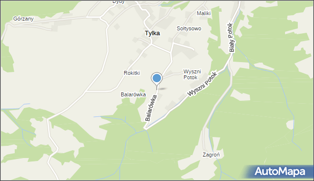 Tylka, Balarówka, mapa Tylka