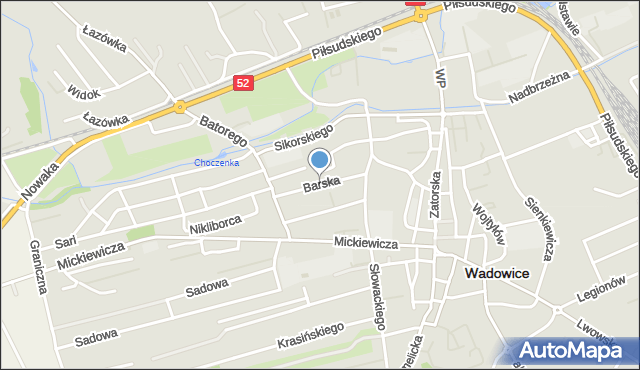 Wadowice, Barska, mapa Wadowice
