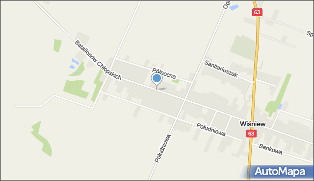 Wiśniew powiat siedlecki, Batalionów Chłopskich, mapa Wiśniew powiat siedlecki