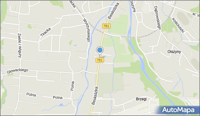 Andrychów, Beskidzka, mapa Andrychów