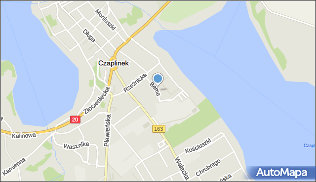 Czaplinek powiat drawski, Bema Józefa, gen., mapa Czaplinek powiat drawski