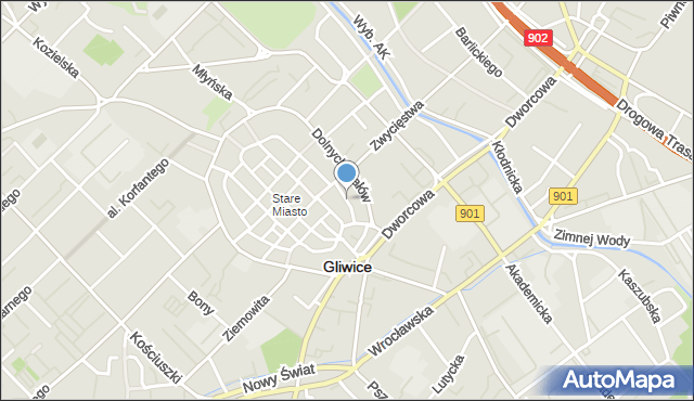 Gliwice, Bednarska, mapa Gliwic