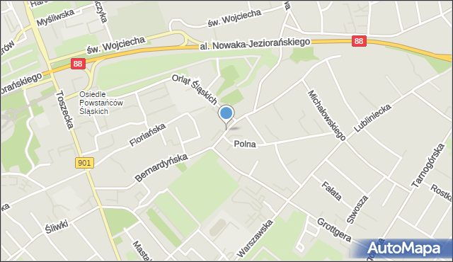 Gliwice, Bernardyńska, mapa Gliwic