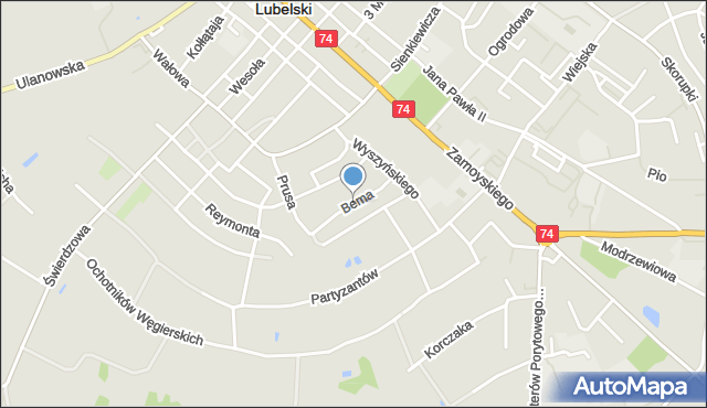 Janów Lubelski, Bema Józefa, gen., mapa Janów Lubelski