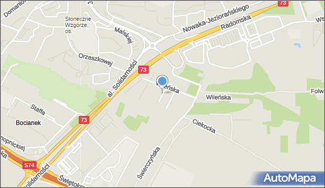 Kielce, Bęczkowska, mapa Kielc