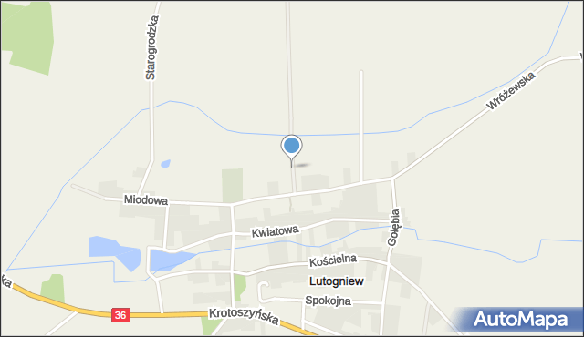 Lutogniew, Benicka, mapa Lutogniew