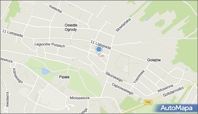 Staszów, Bema Józefa, gen., mapa Staszów