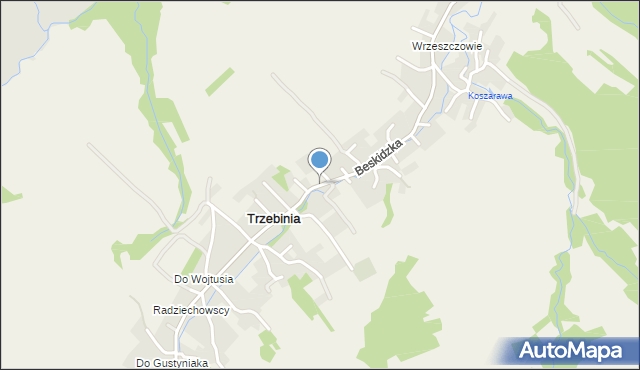 Trzebinia gmina Świnna, Beskidzka, mapa Trzebinia gmina Świnna