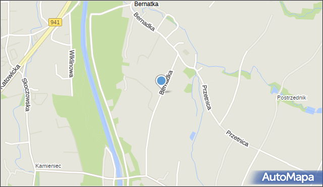 Ustroń powiat cieszyński, Bernadka, mapa Ustroń powiat cieszyński