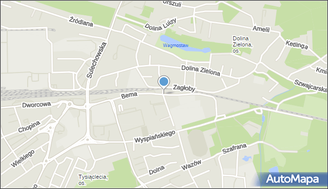 Zielona Góra, Bema Józefa, gen., mapa Zielona Góra