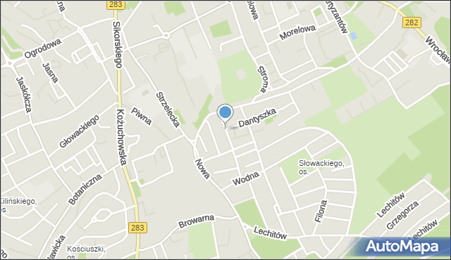 Zielona Góra, Beniowskiego Maurycego, mapa Zielona Góra
