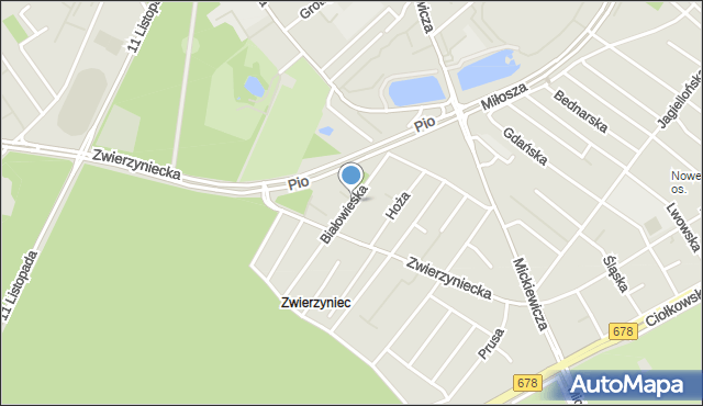 Białystok, Białowieska, mapa Białegostoku