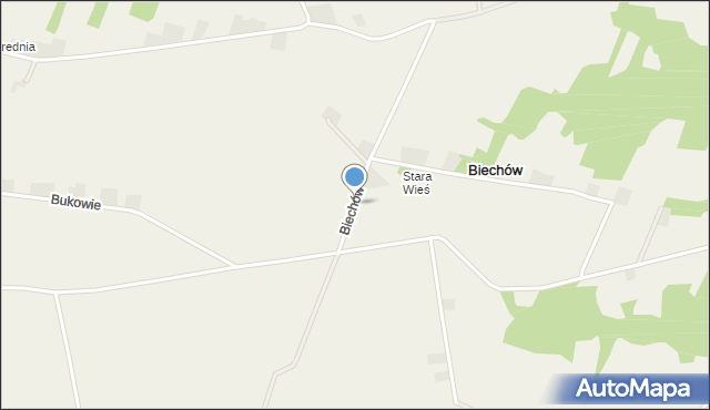 Biechów gmina Kunów, Biechów, mapa Biechów gmina Kunów