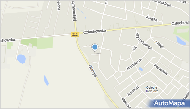 Chojnice, Bińczyka Jana, mapa Chojnic