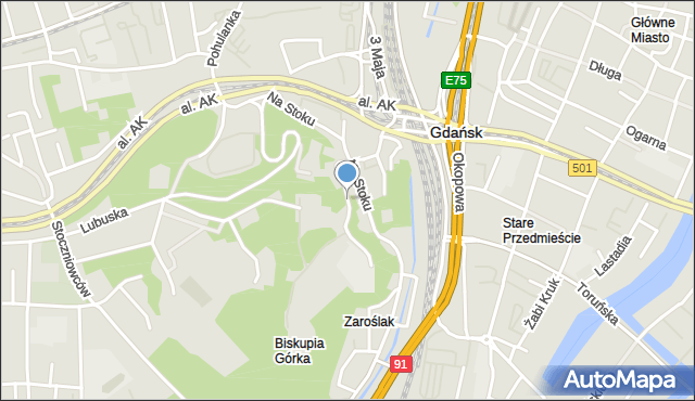 Gdańsk, Biskupia, mapa Gdańska