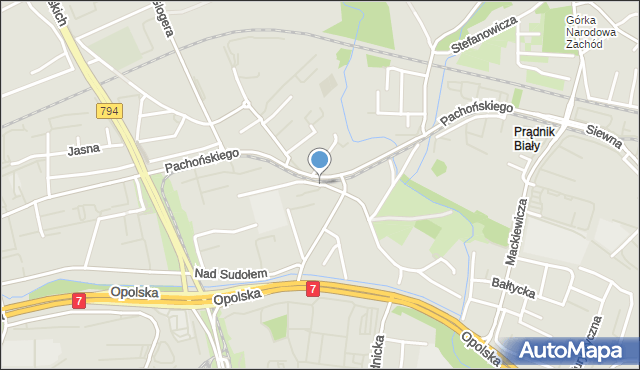 Kraków, Białoprądnicka, mapa Krakowa