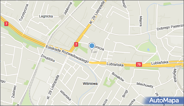 Kraków, Białych Brzóz, mapa Krakowa