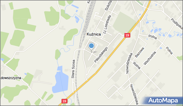 Kuźnica powiat sokólski, Bilmina Stanisława, mjr., mapa Kuźnica powiat sokólski