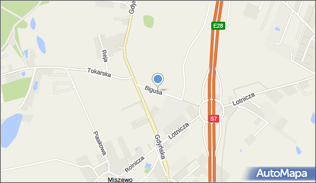 Miszewo gmina Żukowo, Bigusa Józefa, ks., mapa Miszewo gmina Żukowo