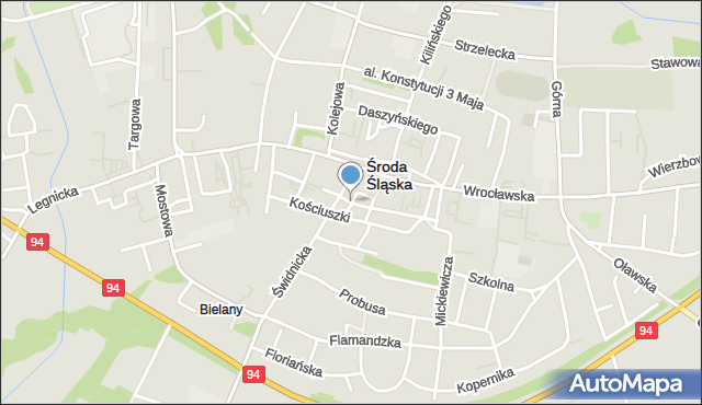 Środa Śląska, Białoskórnicza, mapa Środa Śląska