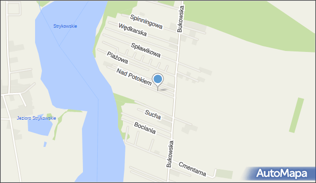 Strykowo, Biesiadna, mapa Strykowo