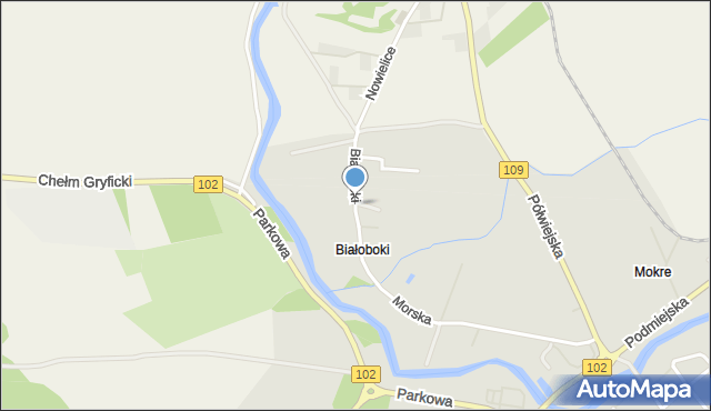 Trzebiatów powiat gryficki, Białoboki, mapa Trzebiatów powiat gryficki